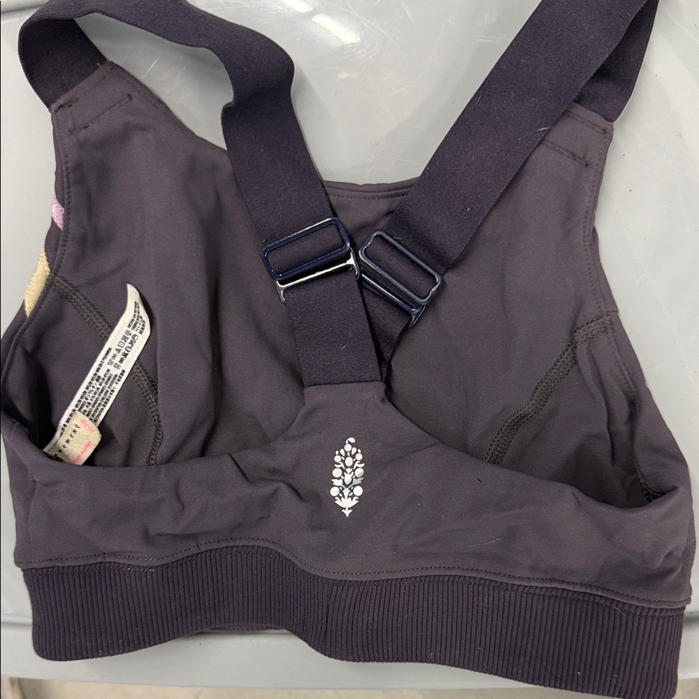 FP movement Dark Plum Floral-Logo Sports Bra